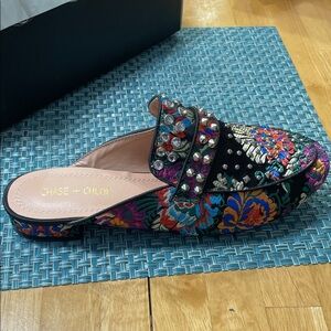 Chase + Chloe Multicolor Embellished Mules